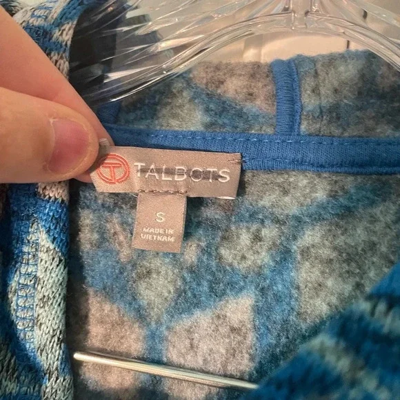 Talbots Snowflake Hooded Pullover Zipper Sweater Structures Pockets Size Small - Picture 3 of 14